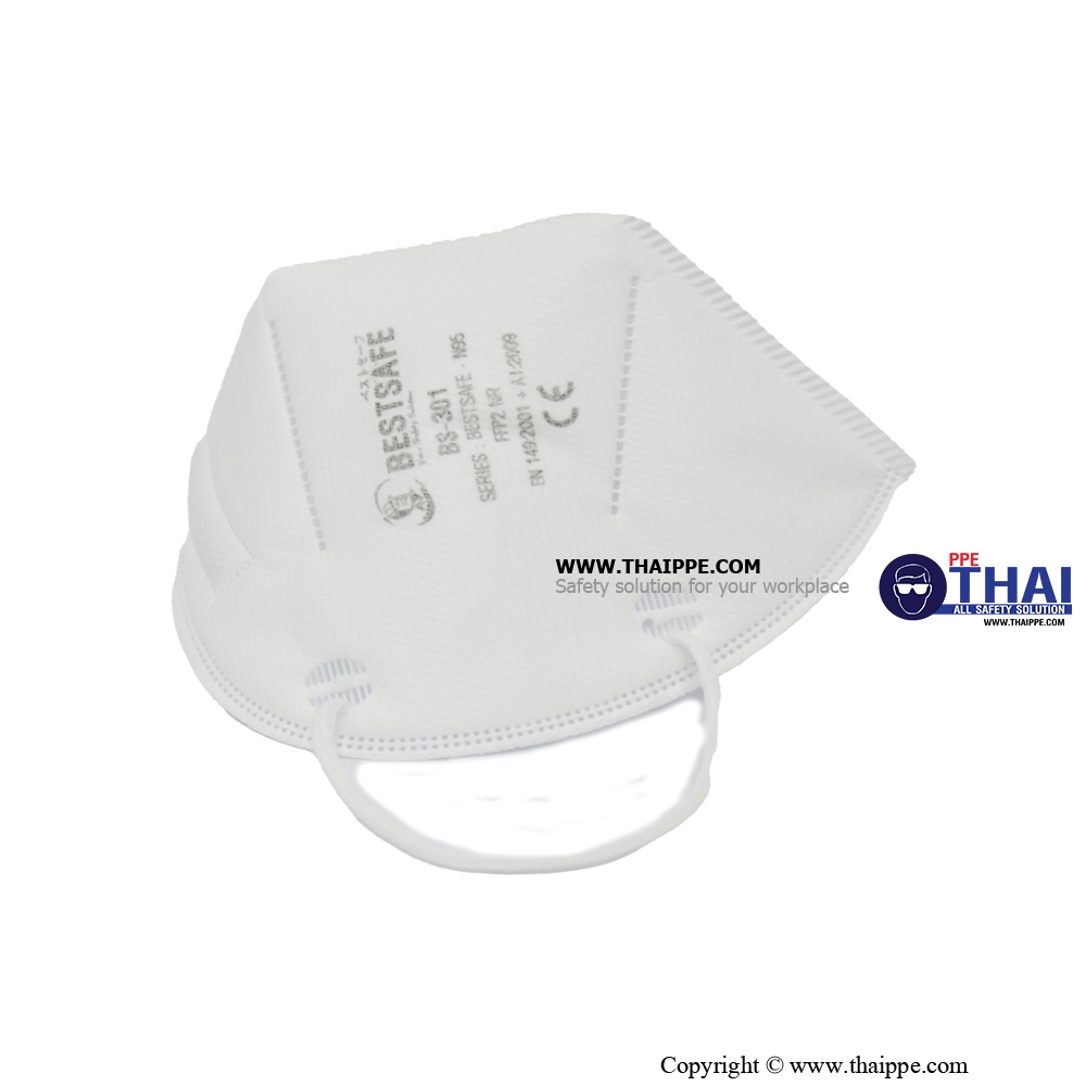 BS-301 # BESTSAFE Folding Mask, N95 - ผ้าปิดจมูกพับทบแบบสายคล้องหู สำหรับทางการแพทย์ [M/L] # BESTSAFE  [50 pcs/Box]