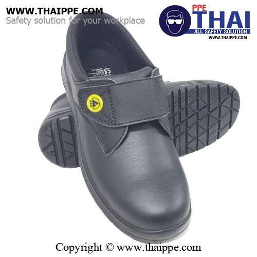 TAPE- B ESD [S2] รองเท้านิรภัยหุ้มส้นแบบเทปเวลโกร สีดำ พื้น PU หัวเหล็ก ยี่ห้อ BESTSAFE size 40
