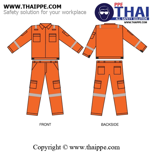 เสื้อแยกกางเกง ผ้าเวสปอยส์ เส้นคู่ แบบซิป Style 01 #Bestsafe