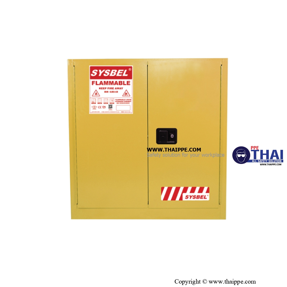 A4) #WA810300 : ตู้สำหรับเก็บของเหลวไวไฟ Flammable Cabinets 114 L 2 door (manual) Certification(FM/CE) Ext dimension  112x109x46 cm.  SYSBEL
