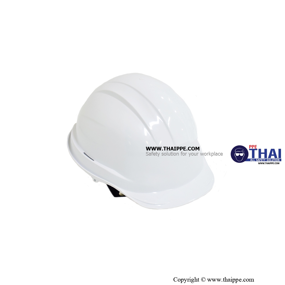 BSH-22-PM SMARTSAFE (ABS) หมวกนิรภัยปรับหมุน พร้อมสายรัดคางสีดำ 4 จุดไนล่อน + ยางยืดพร้อมคลิ๊ปล็อคดำ  สี : White