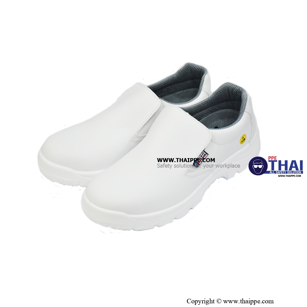 ELASTIC- A White [S2] รองเท้านิรภัยหุ้มส้น สีขาว พื้น PU หัวเหล็ก ยี่ห้อ BESTSAFE #37