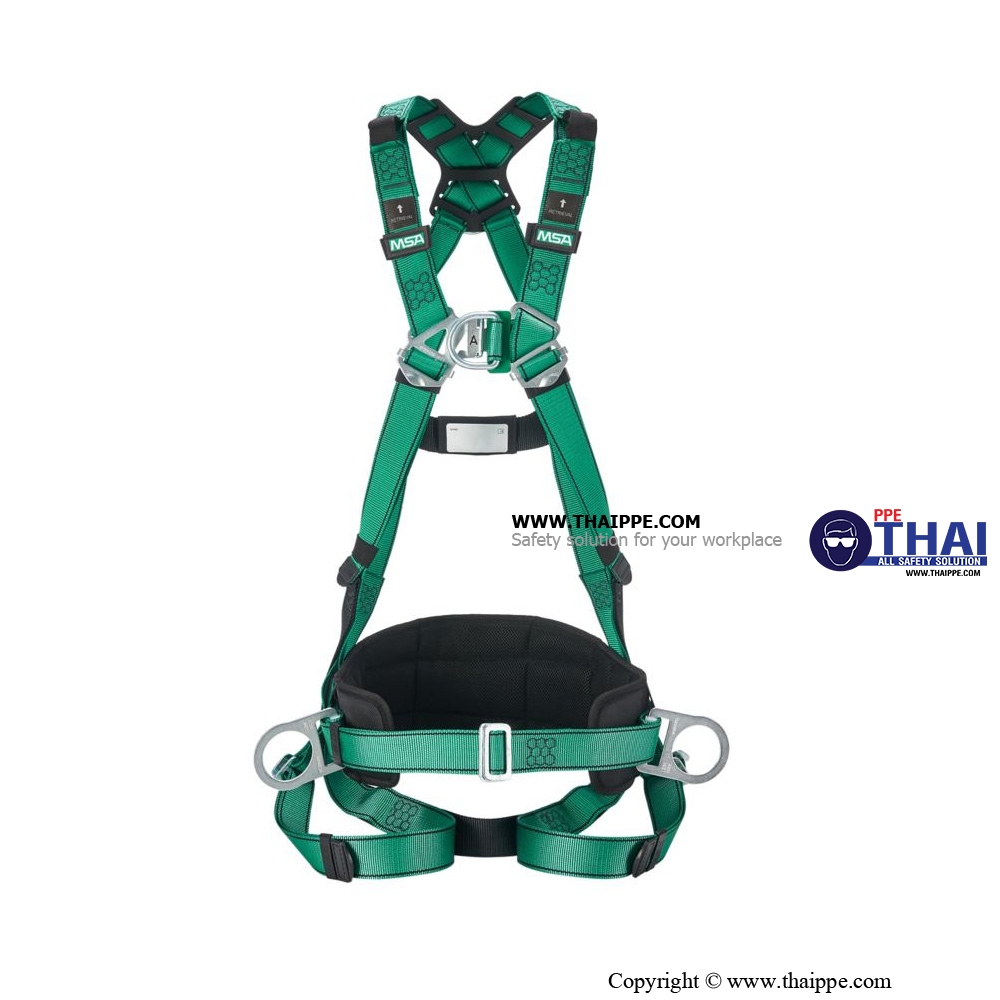 10205337 V-FORM HARNESS MD GREEN COLOR STEEL HARDWARE BACK & CHEST D-RING, QUICK-FIT BUCKLE, EN VERSION