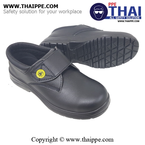 TAPE- B ESD [S2] รองเท้านิรภัยหุ้มส้นแบบเทปเวลโกร สีดำ พื้น PU หัวเหล็ก ยี่ห้อ BESTSAFE size 42
