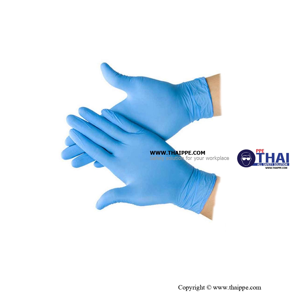BG-0001 Extra Thick # BEST-GLOVE NITRILE Disposable glove #BESTSAFE - # TH - ถุงมือยางไนไตร BESTSAFE - ไม่มีแป้ง Disposable : สีฟ้า