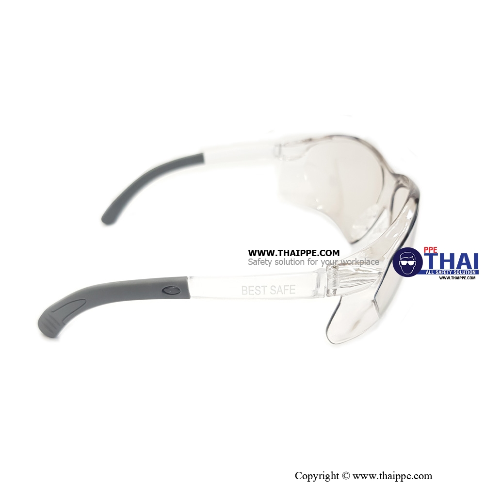 CLEAR POLY-FLEX A014-M แว่นตานิรภัยเลนส์ใสฉาบปรอท ยี่ห้อ BESTSAFE