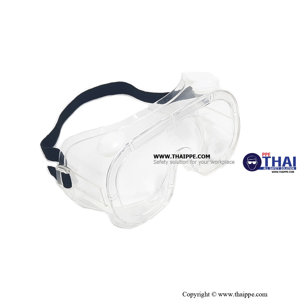 Goggle02 - ANTI-FOG  แว่นครอบตาเลนส์ใส มีวาล์ว # BESTSAFE