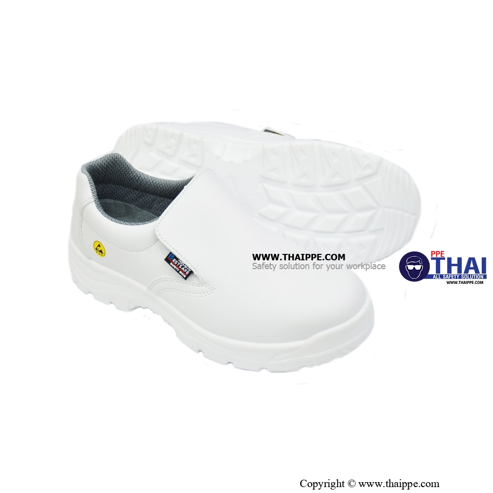 ELASTIC- A White [S2] รองเท้านิรภัยหุ้มส้น สีขาว พื้น PU หัวเหล็ก ยี่ห้อ BESTSAFE
