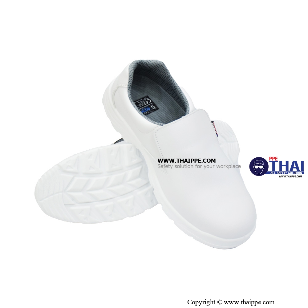 ELASTIC- A White [S2] รองเท้านิรภัยหุ้มส้น สีขาว พื้น PU หัวเหล็ก ยี่ห้อ BESTSAFE #37