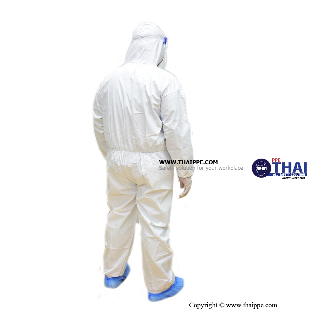 SF-001 # SF- BESTSAFE STANDARD # COVERALL [SERGE SEAM] ชุดป้องกันสารเคมี งานอุตสาหกรรมและการแพทย์ Type 5,6 Level C #BESTSAFE