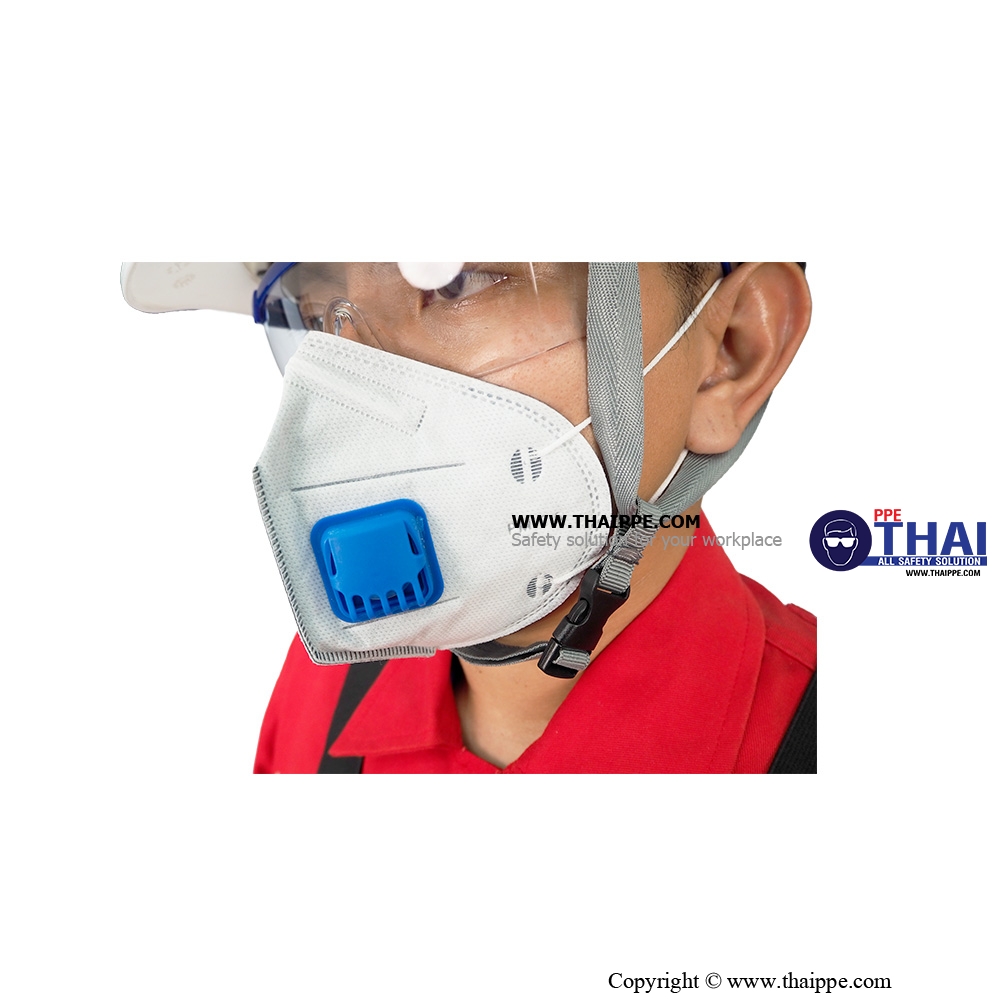 BS-204CV # BESTSAFE Folding mask +Valve+Active Carbon , FFP2 - ผ้าปิดจมูกแบบสายคล้องหู เสริม ACTIVE CARBON มีวาล์ว (S/M), KN95 | FFP2 # BESTSAFE  [40 pcs/Box]