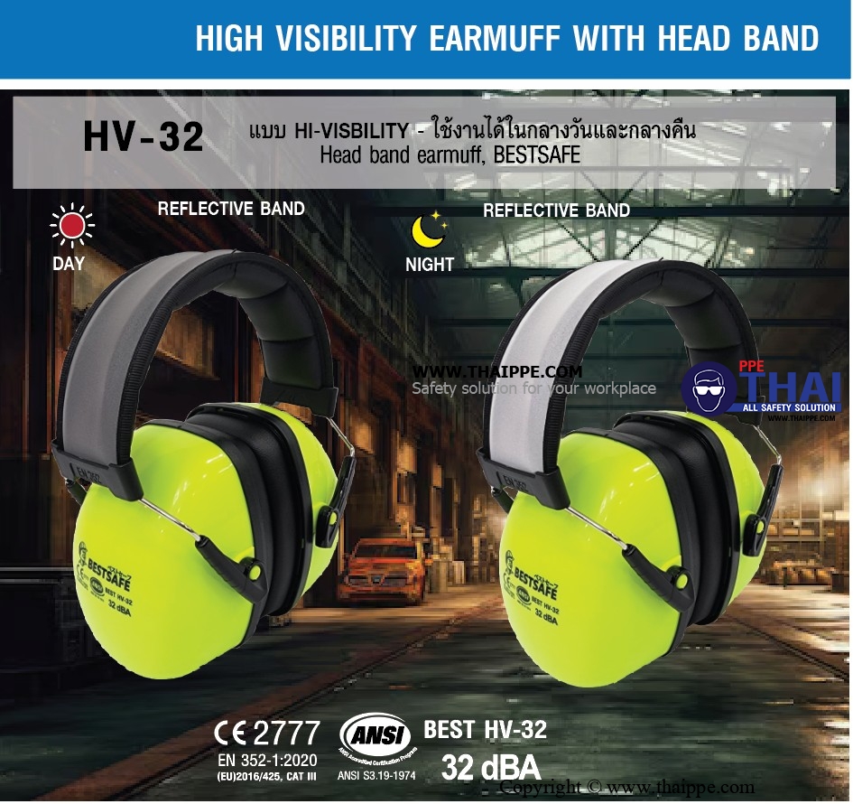 HV-32 ที่ครอบหูสาย Titanium with coating BESTSAFE (32 dBA) # BESTSAFE