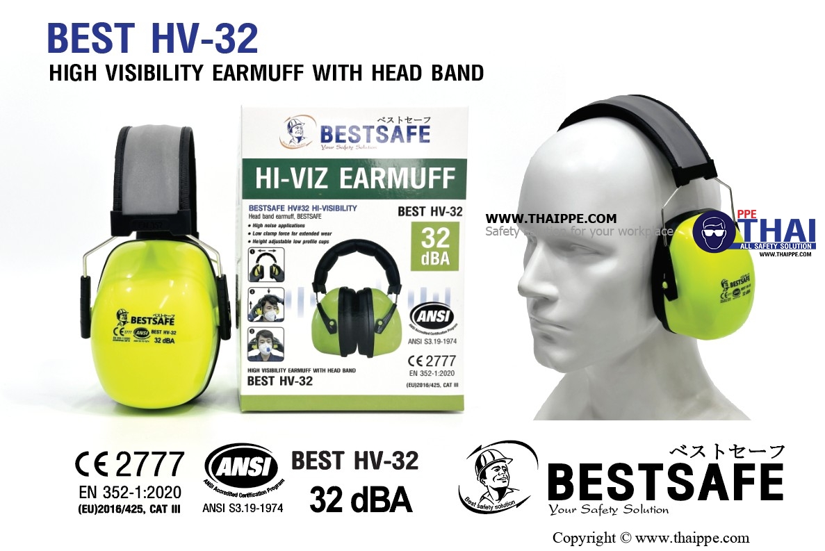 HV-32 ที่ครอบหูสาย Titanium with coating BESTSAFE (32 dBA) # BESTSAFE