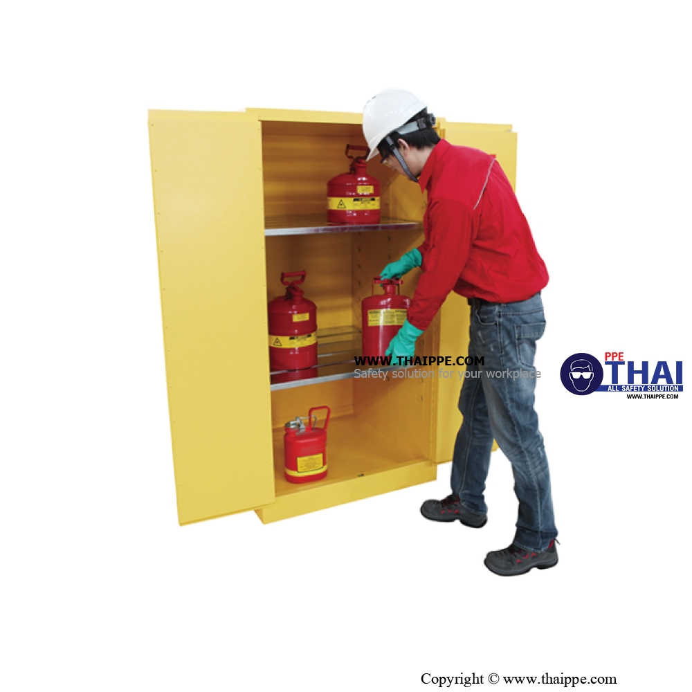 A7) #WA810600 : ตู้สำหรับเก็บของเหลวไวไฟ Flammable Cabinets 227 L 2 door (manual) Certification(FM/CE) Ext dimension  165x86x86  SYSBEL