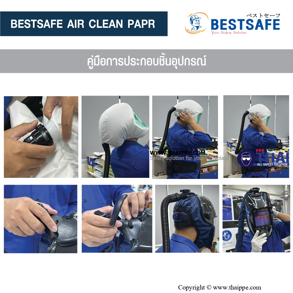 BS-3001 # PAPR PARTICLE fan unit  เครื่องจ่ายอากาศ- หน้ากากทำงานด้วยแบตเตอรี่ PARTICAL x 1 SET 