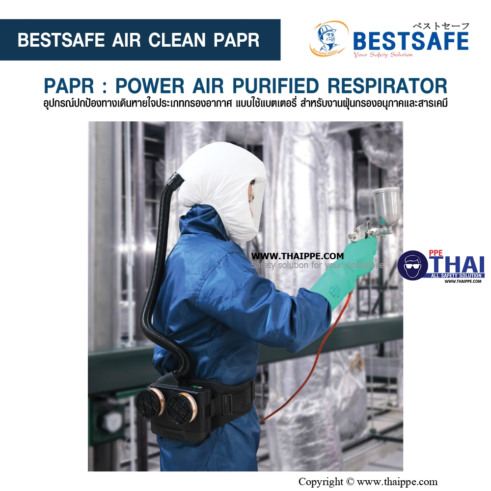 BS-3001 # PAPR PARTICLE fan unit  เครื่องจ่ายอากาศ- หน้ากากทำงานด้วยแบตเตอรี่ PARTICAL x 1 SET 