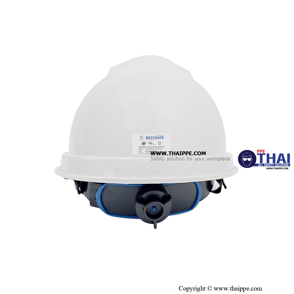 BSH-22-PM SMARTSAFE (ABS) หมวกนิรภัยปรับหมุน  พร้อมสายรัดคางสีดำ 4 จุด ไนล่อน + ยางยืดพร้อมคลิ๊ปล็อคดำ 