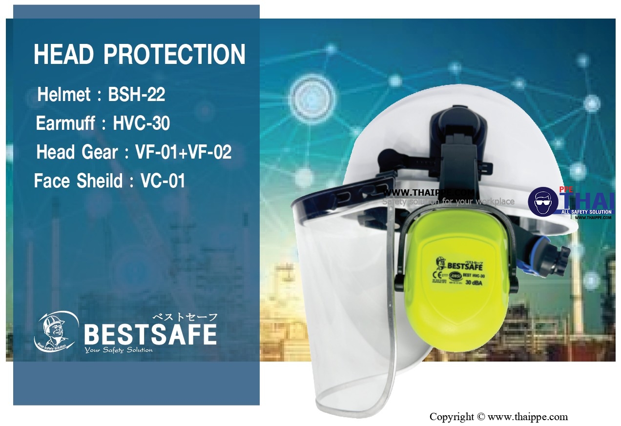 BSH-22-PM SMARTSAFE (ABS) หมวกนิรภัยปรับหมุน  พร้อมสายรัดคางสีดำ 4 จุด ไนล่อน + ยางยืดพร้อมคลิ๊ปล็อคดำ 