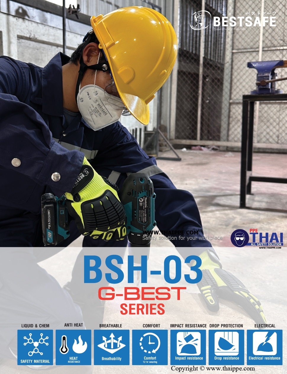 BSH-03-PREMIUM หมวกนิรภัยปรับหมุน BESTSAFE