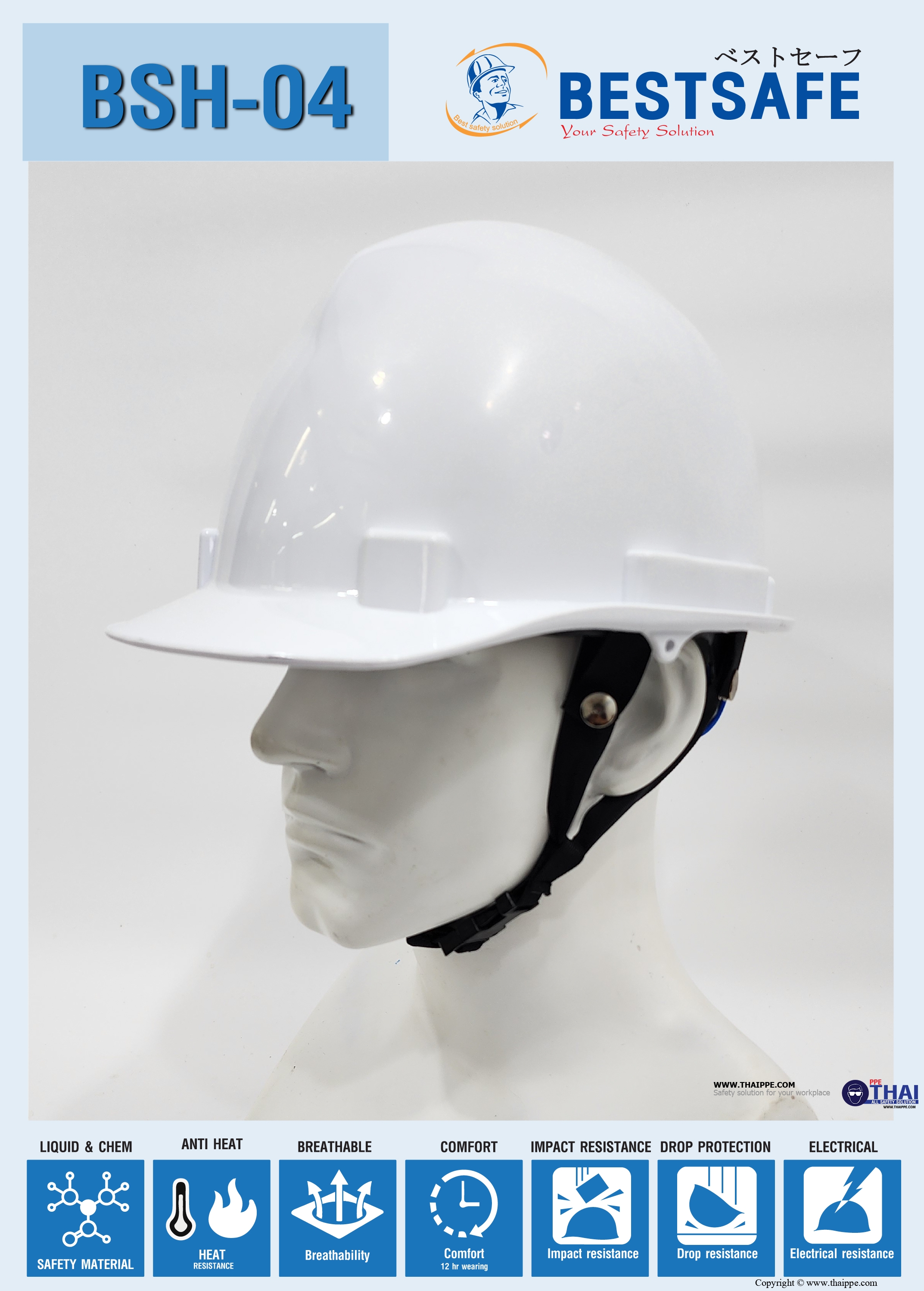 BSH04-PREMIUM หมวกนิรภัย ABS ปรับหมุน [V-BEST ] BESTSAFE