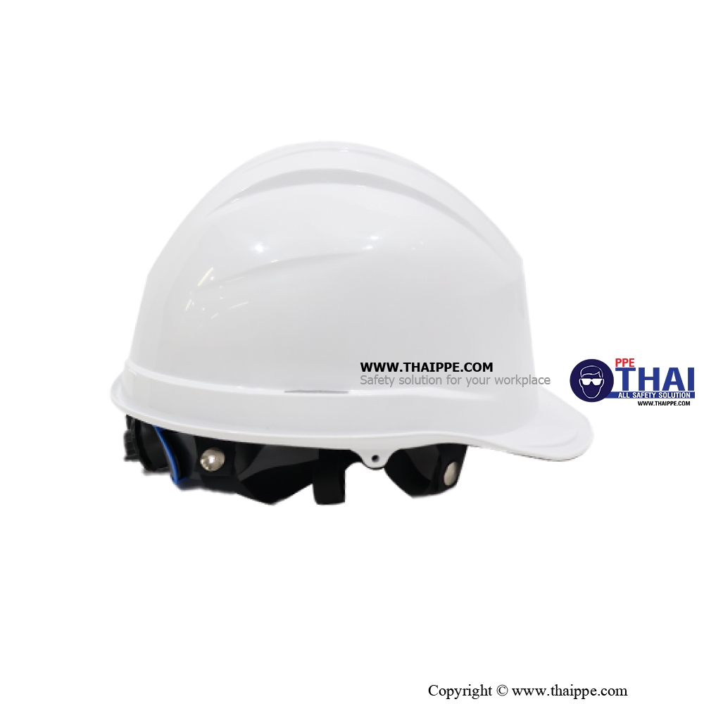 BSH-22-PM SMARTSAFE (ABS) หมวกนิรภัยปรับหมุน  พร้อมสายรัดคางสีดำ 4 จุด ไนล่อน + ยางยืดพร้อมคลิ๊ปล็อคดำ 