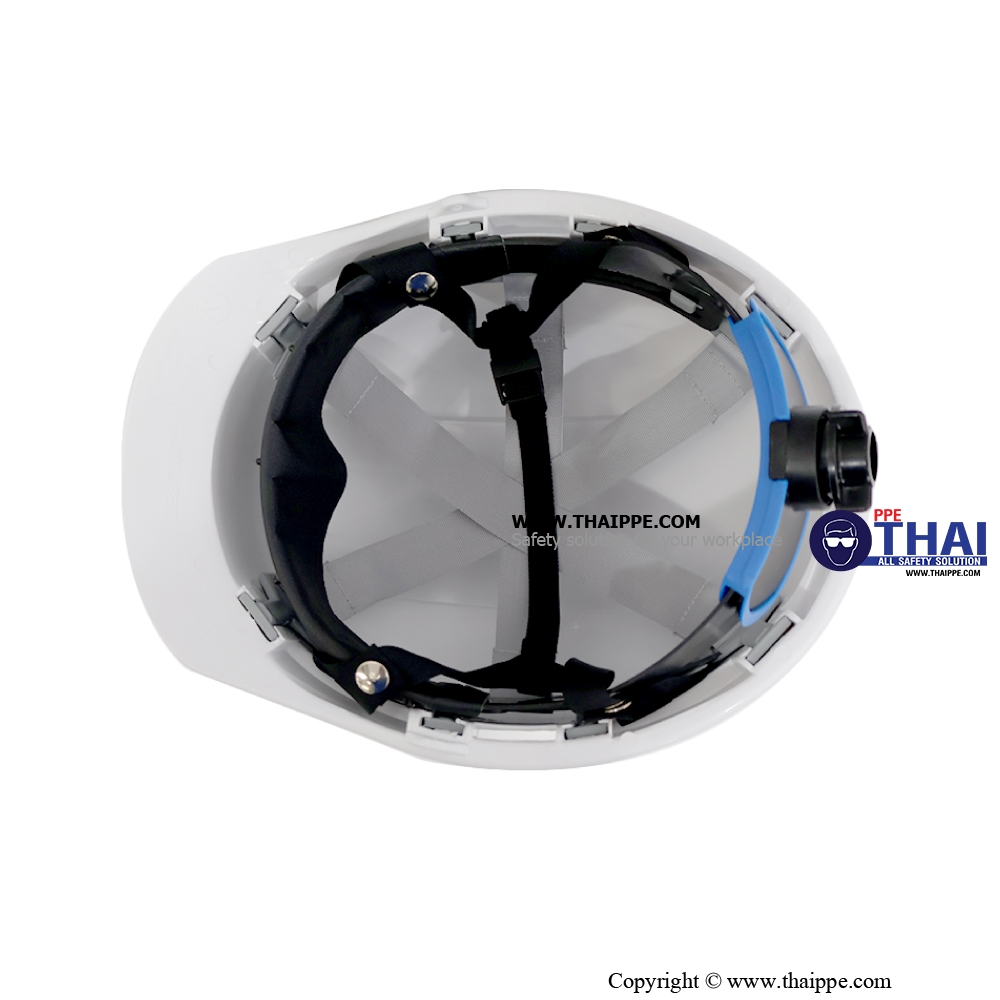 BSH-22-PM SMARTSAFE (ABS) หมวกนิรภัยปรับหมุน  พร้อมสายรัดคางสีดำ 4 จุด ไนล่อน + ยางยืดพร้อมคลิ๊ปล็อคดำ 
