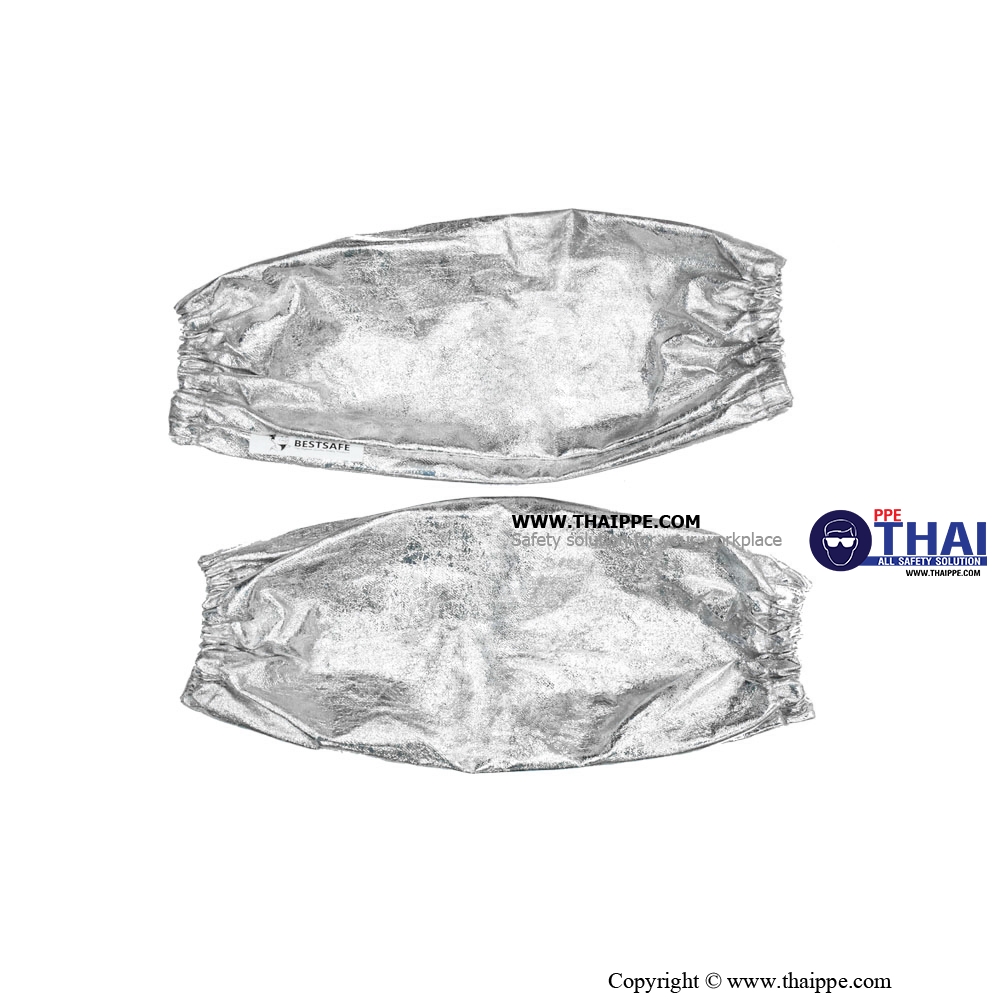 BS-AL-SL 01  ปลอกแขนอลูมิไนซ์รัดหัวท้ายยาว 16 นิ้ว Aluminize coated aramid 350g T0.5mm # BESTSAFE