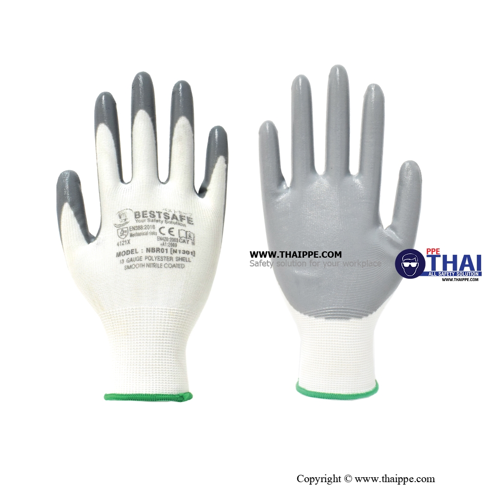 NBR-01 ถุงมือเคลือบโฟมไนไตรเทา