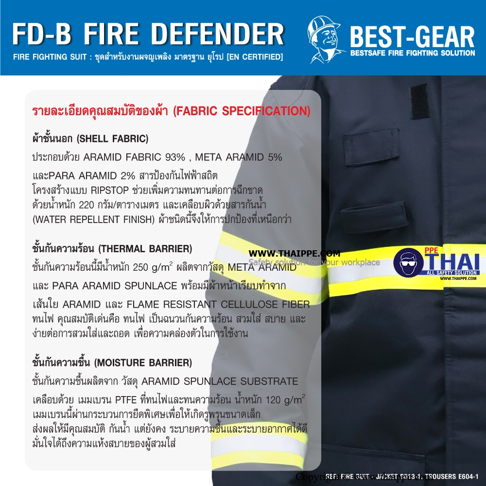 FD-B Fire DEFENDER #BESTGEAR ชุดดับเพลิง EN469 Color: NAVY BLUE