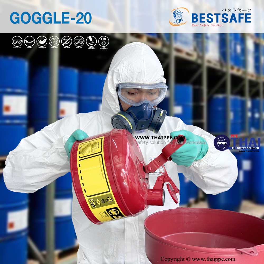 Goggle20 แว่นครอบตานิรภัยเลนส์ใส ยี่ห้อ BESTSAFE