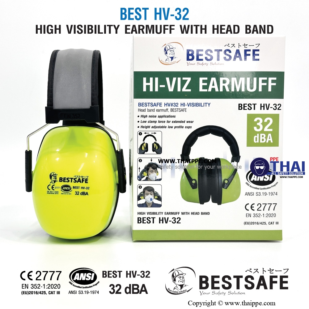 HV-32 ที่ครอบหูสาย Titanium with coating BESTSAFE (32 dBA) # BESTSAFE