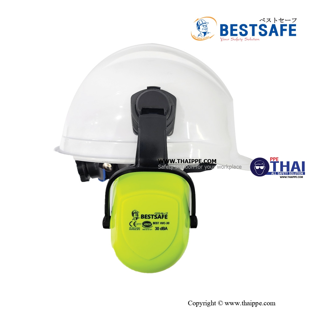 BEST HVC-30 HIGH VISIBILITY EARMUFF WITH STYLE CAP-MOUTED  #BESTSAFE ที่ครอบหูแบบติดหมวก วัสดุABS (ขนาดสลัก 33 mm.)