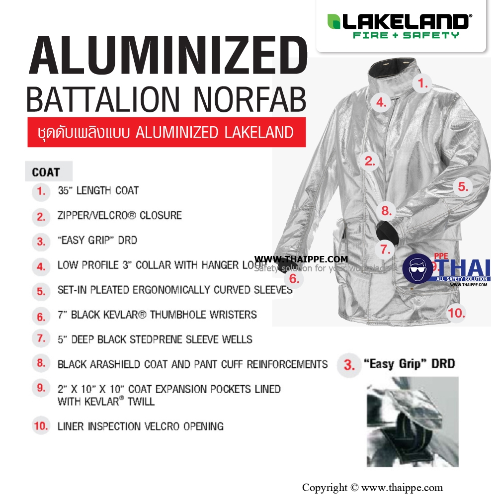 Aluminized battalion Norfab ชุดดับเพลิงแบบ Aluminized  , Lakeland [ USA Brand]