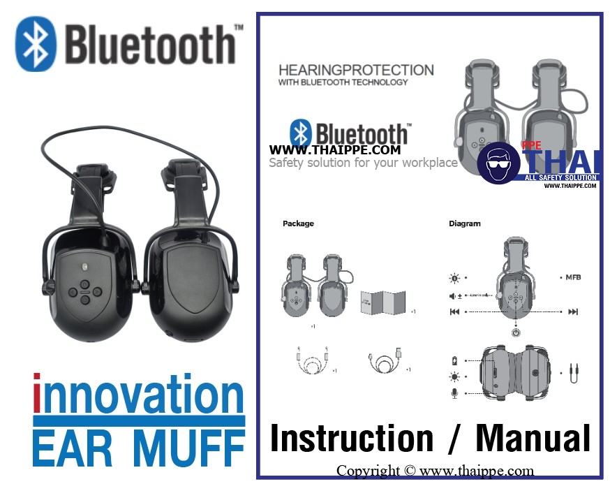 EM-9001BP-E COM-MUFF Radio's # ที่ครอบหูแบบติดหมวกสำหรับใช้งานร่วมกับ Bluetooth Wireles - Helmet