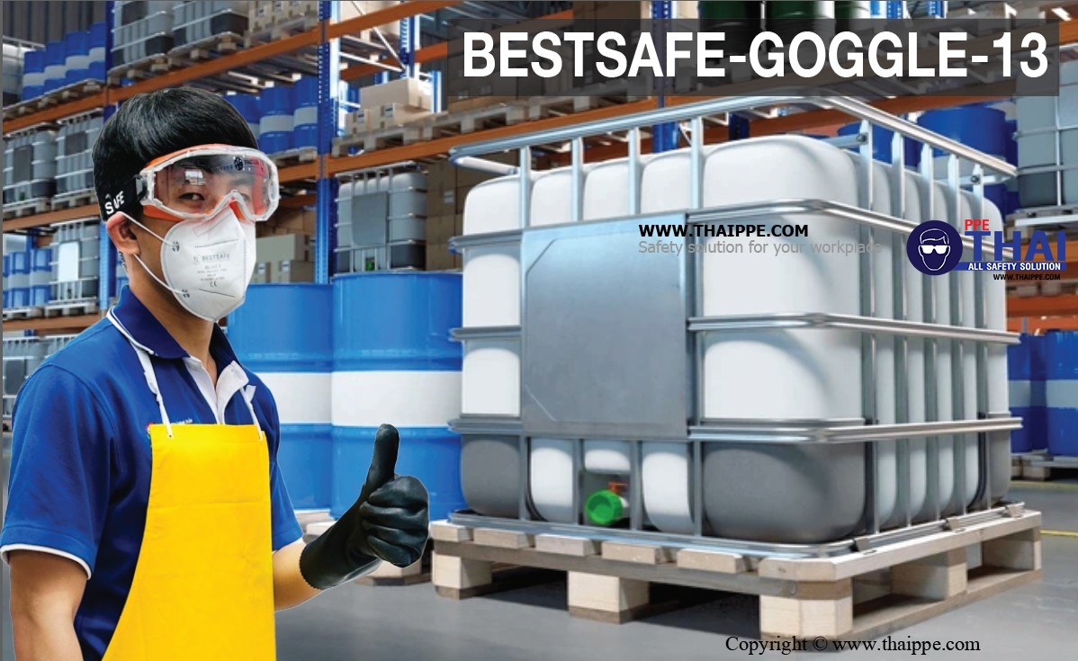 Goggle13 แว่นครอบตา กันสารเคมี+ฝ้า #เลนส์ใส # BESTSAFE