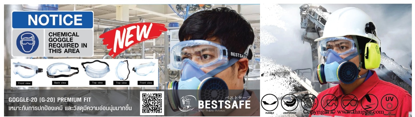 Goggle20 แว่นครอบตานิรภัยเลนส์ใส ยี่ห้อ BESTSAFE