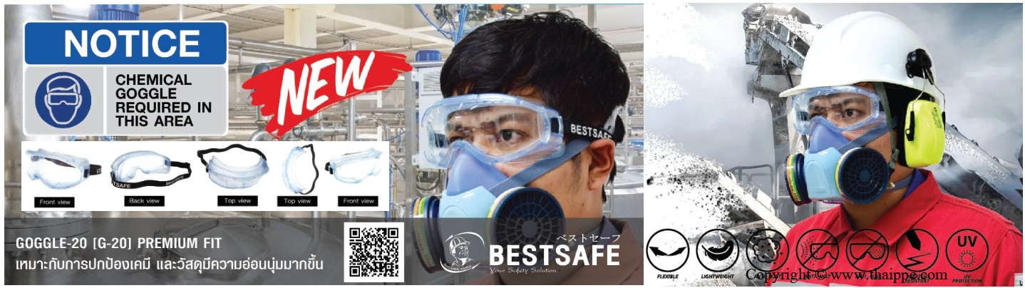Goggle20 แว่นครอบตานิรภัยเลนส์ใส ยี่ห้อ BESTSAFE