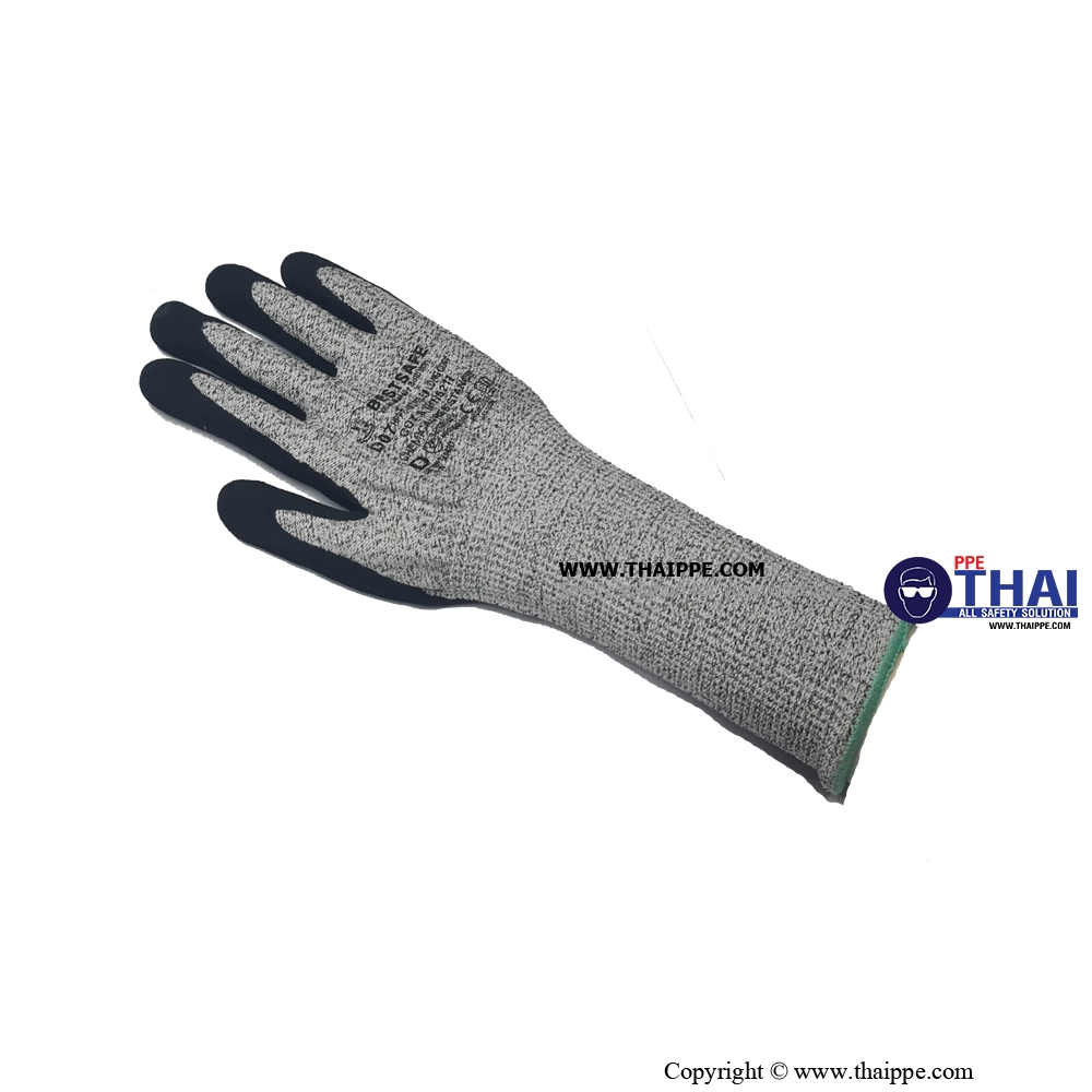 D07 [HN521] 13G HPPE Shell nitrile sandy coated glove CUT-D LONG CUFF 33cm-35 cm